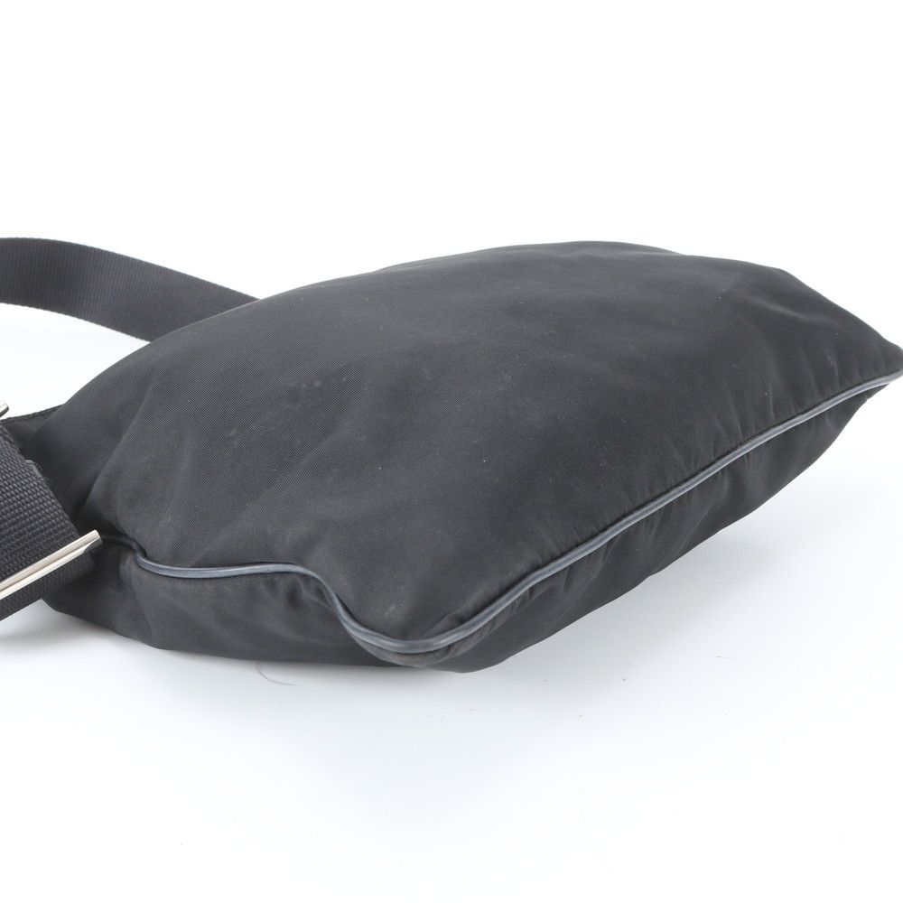 Prada Tessuto Nylon Triangle Logo Leather Shoulder Bag Crossbody Messenger — view 4