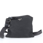 Prada Tessuto Nylon Triangle Logo Leather Shoulder Bag Crossbody Messenger