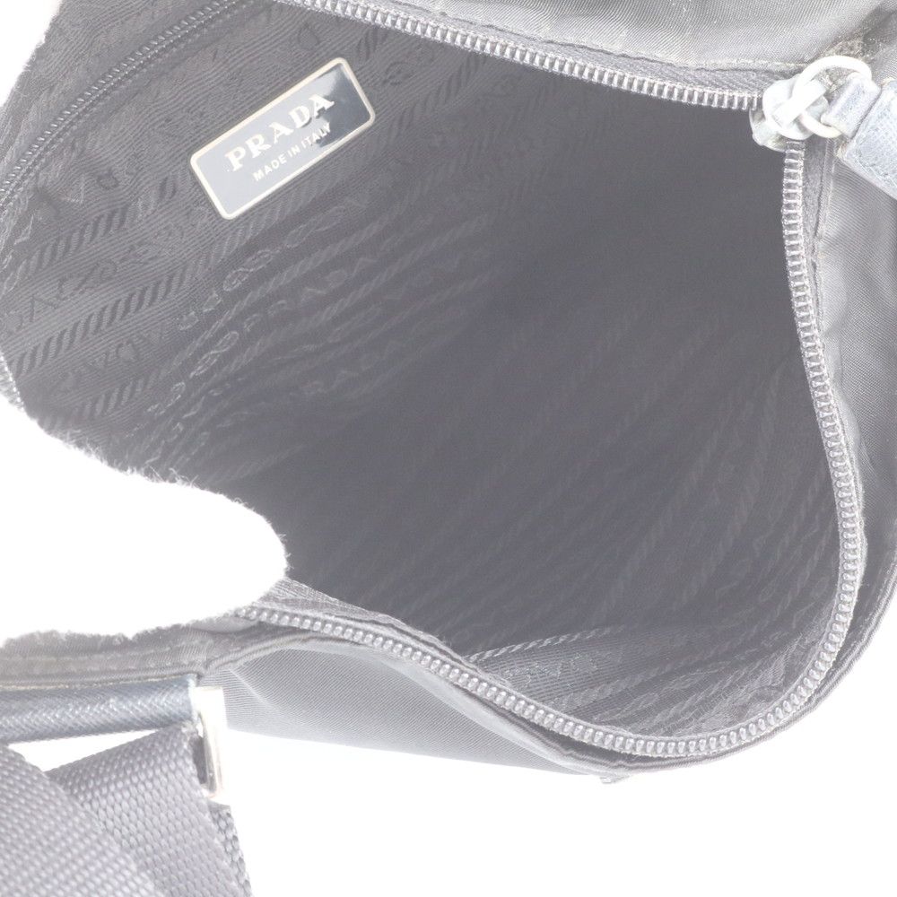 Prada Tessuto Nylon Triangle Logo Leather Shoulder Bag Crossbody Messenger — view 8