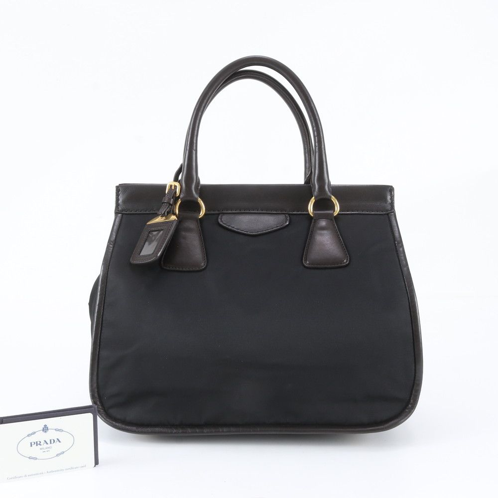 Prada White Tessuto Nylon Leather Tote Bag