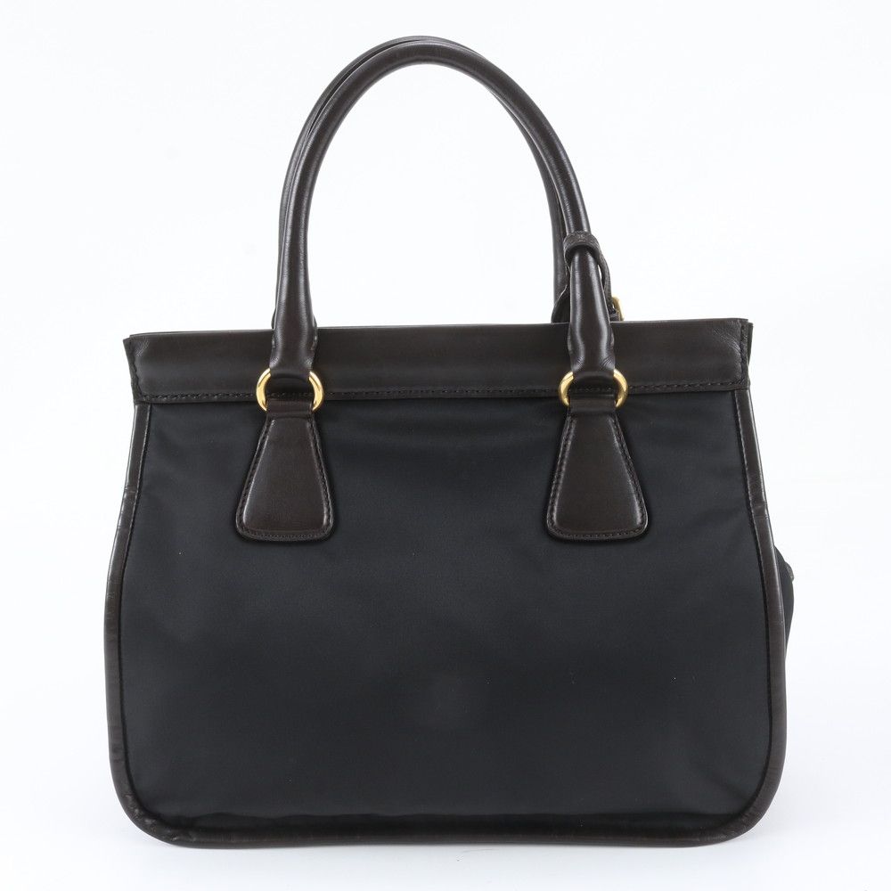 Prada White Tessuto Nylon Leather Tote Bag — view 3