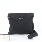Prada Tessuto Nylon Triangle Logo Leather Shoulder Bag