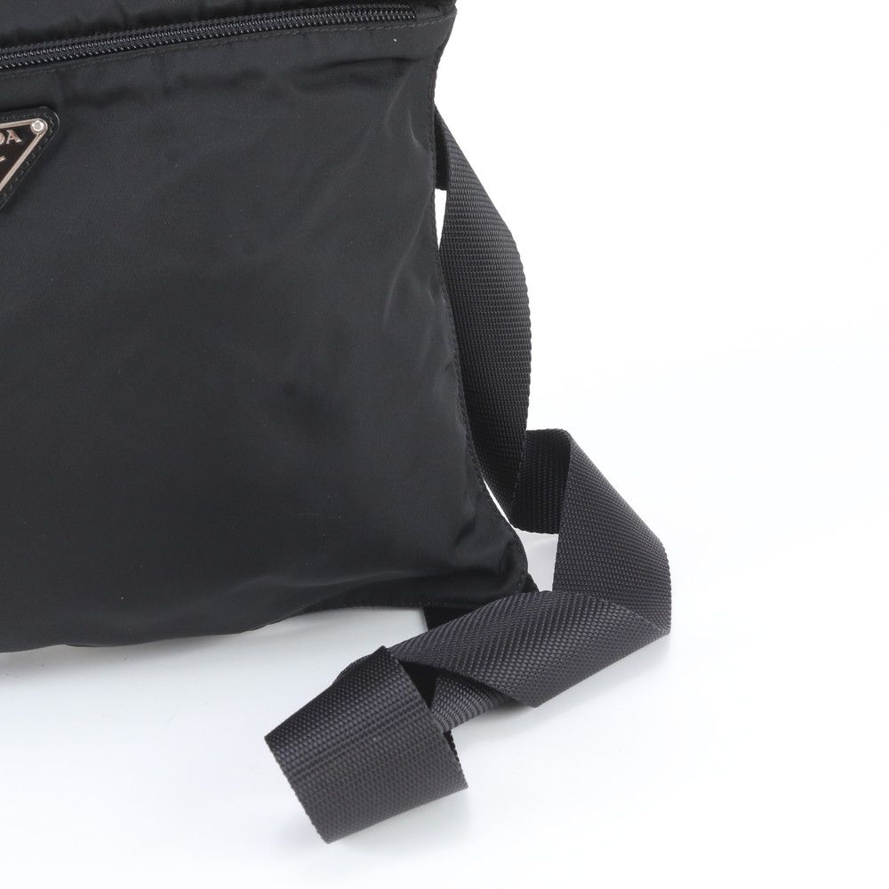 Prada Tessuto Nylon Triangle Logo Leather Shoulder Bag — view 2