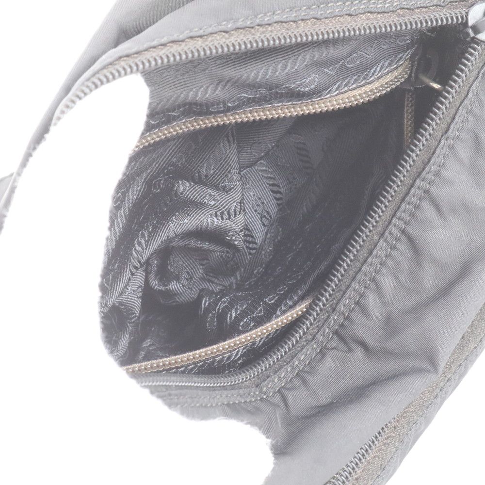 Prada Tessuto Nylon Triangle Logo Leather Shoulder Bag Crossbody Messenger — view 8