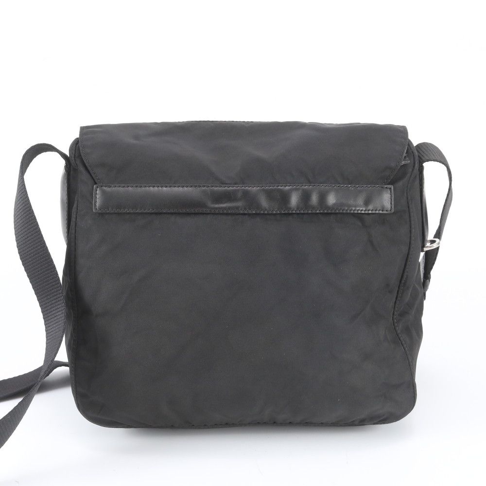Prada Tessuto Nylon Triangle Logo Leather Shoulder Bag Crossbody Messenger — view 3