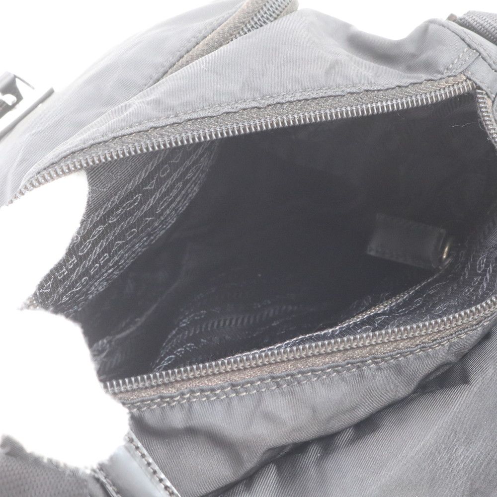 Prada Tessuto Nylon Triangle Logo Leather Shoulder Bag Crossbody Messenger — view 7