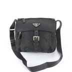 Prada Tessuto Nylon Triangle Logo Leather Shoulder Bag Crossbody Messenger