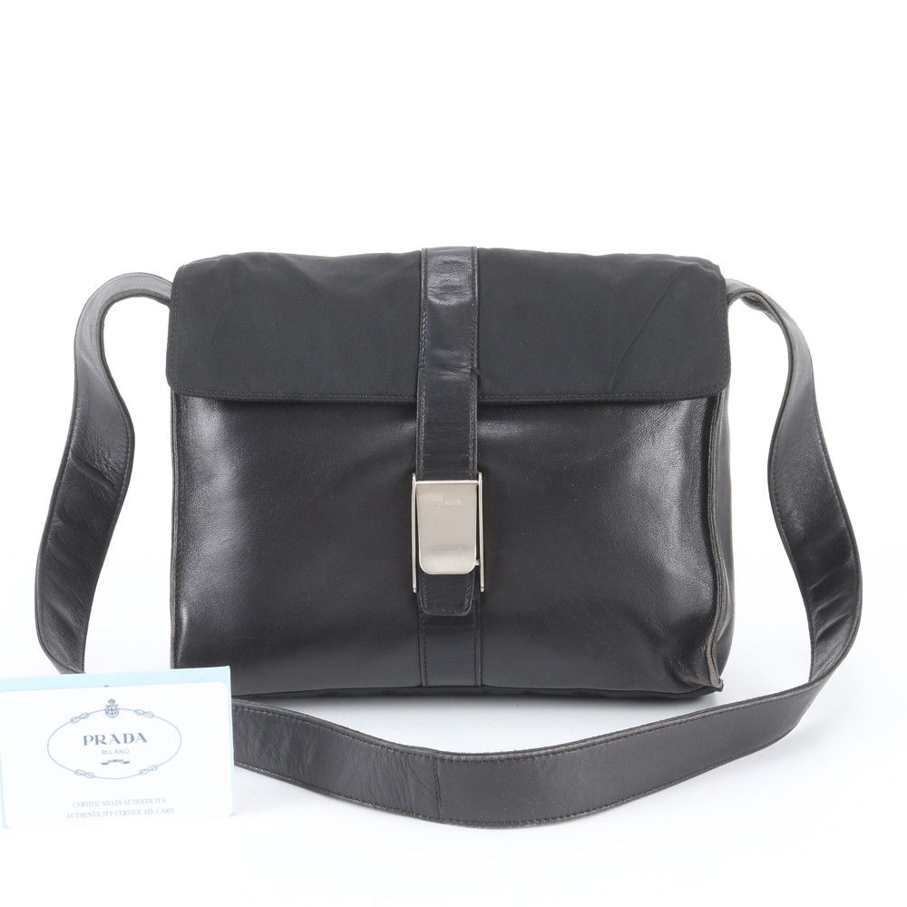 Prada White Tessuto Nylon Leather Shoulder Bag Tote