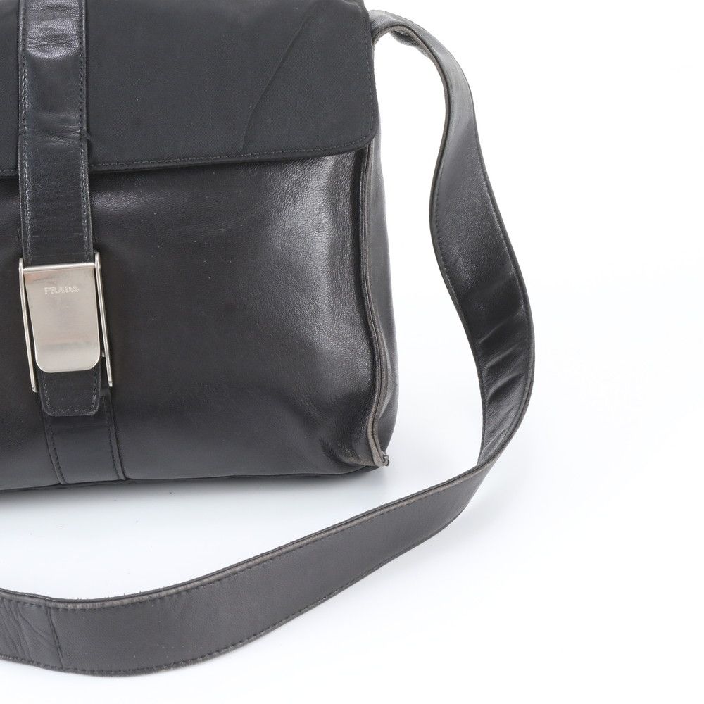 Prada White Tessuto Nylon Leather Shoulder Bag Tote — view 2