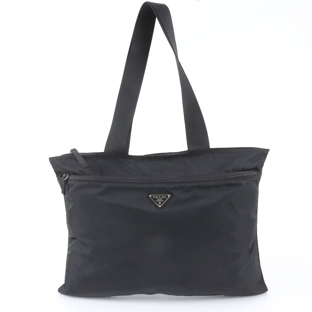 Prada White Tessuto Nylon Triangle Logo Tote Bag Shoulder Document