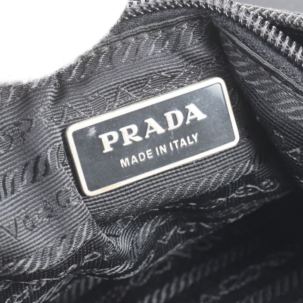 Prada White Tessuto Nylon Triangle Logo Leather Shoulder Bag Crossbody — view 7