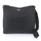 Prada White Tessuto Nylon Triangle Logo Leather Shoulder Bag Crossbody