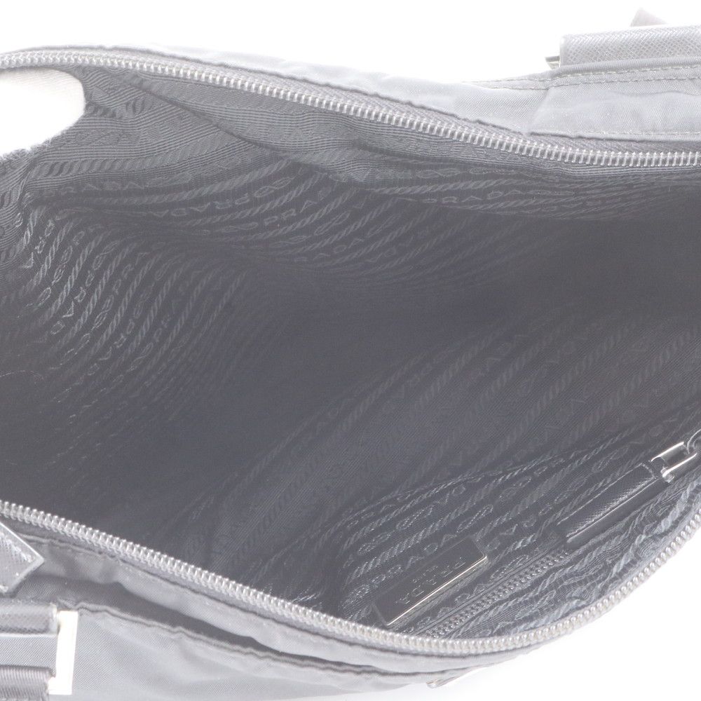 Prada White Tessuto Nylon Triangle Logo Leather Shoulder Bag Crossbody Business — view 7