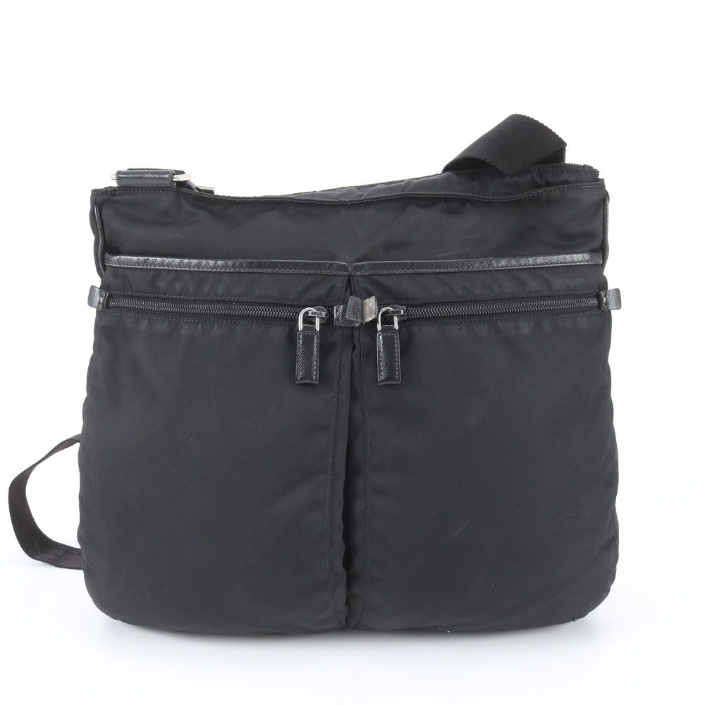 Prada White Tessuto Nylon Triangle Logo Leather Shoulder Bag Crossbody Business — view 3