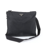 Prada White Tessuto Nylon Triangle Logo Leather Shoulder Bag Crossbody Business