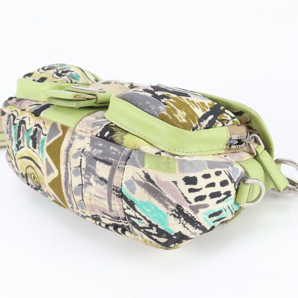 Prada White Tessuto Nylon Triangle Logo Leather Shoulder Bag — view 4