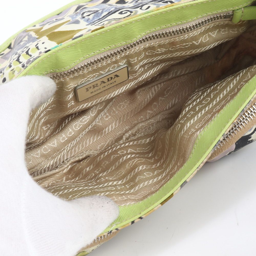 Prada White Tessuto Nylon Triangle Logo Leather Shoulder Bag — view 5