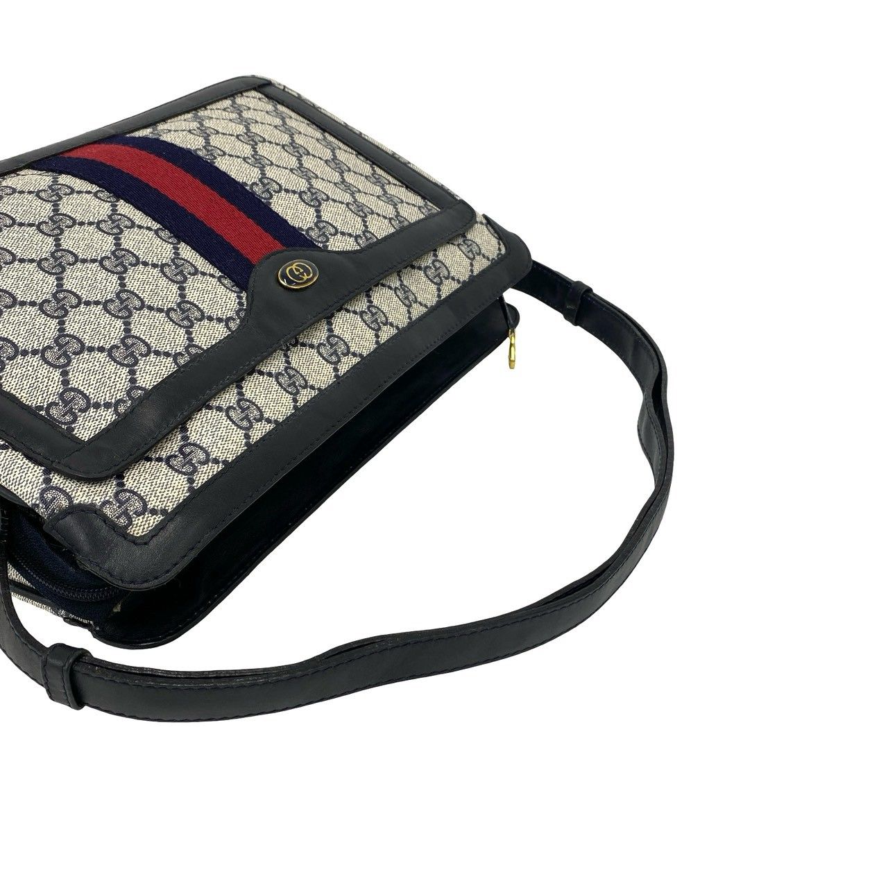 Gucci Vintage Sherry Line GG Logo Pattern Leather Shoulder Bag Crossbody Navy — view 4