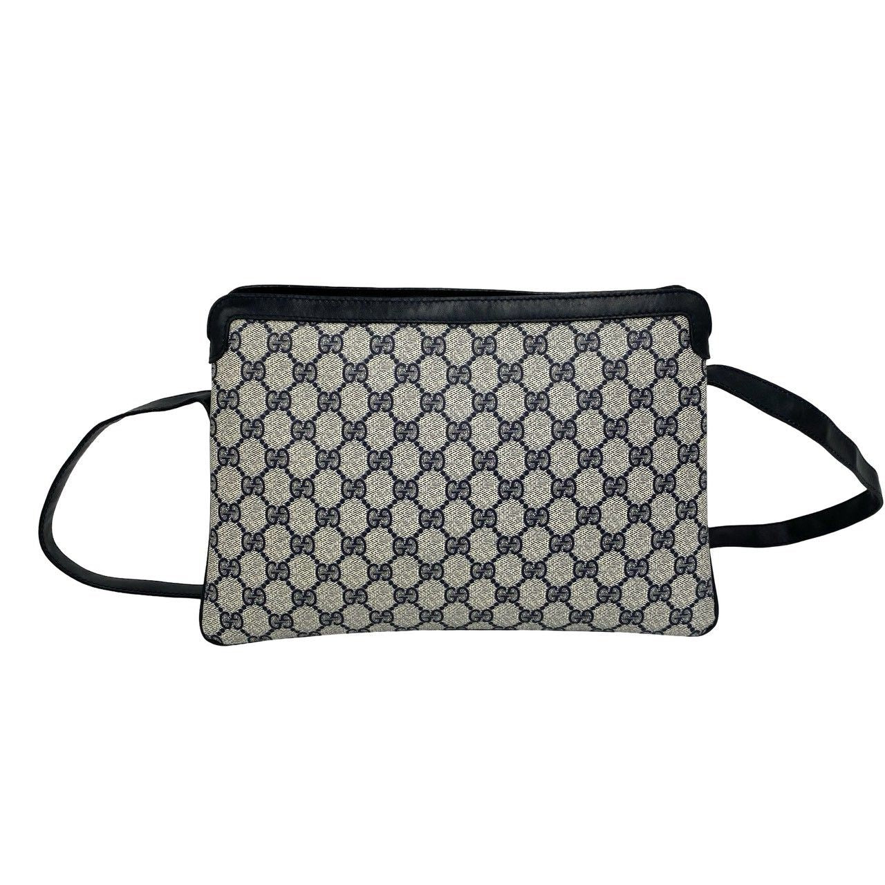 Gucci Vintage Sherry Line GG Logo Pattern Leather Shoulder Bag Crossbody Navy — view 3