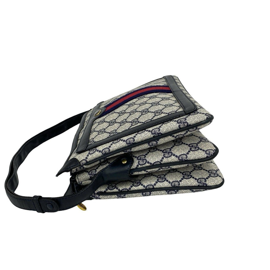 Gucci Vintage Sherry Line GG Logo Pattern Leather Shoulder Bag Crossbody Navy — view 5