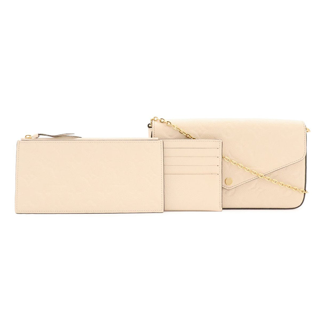 Louis Vuitton Monogram Empreinte Pochette Felicie Shoulder 2-Way Clutch Cream