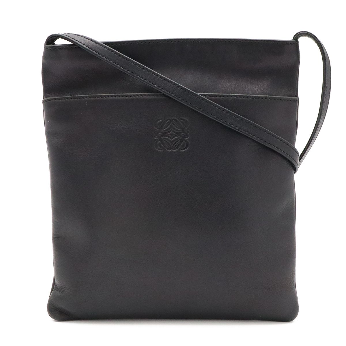 Loewe Anagram Pochette Shoulder Bag Pouch Crossbody Leather Black