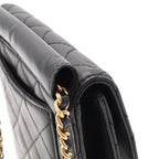 Chanel Quilted CC Logo Chain Shoulder Bag Pochette Lambskin Leather Black Gold — view 6