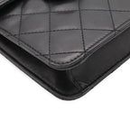 Chanel Quilted CC Logo Chain Shoulder Bag Pochette Lambskin Leather Black Gold — view 3
