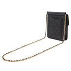 Chanel Quilted CC Logo Chain Shoulder Bag Pochette Lambskin Leather Black Gold — view 2