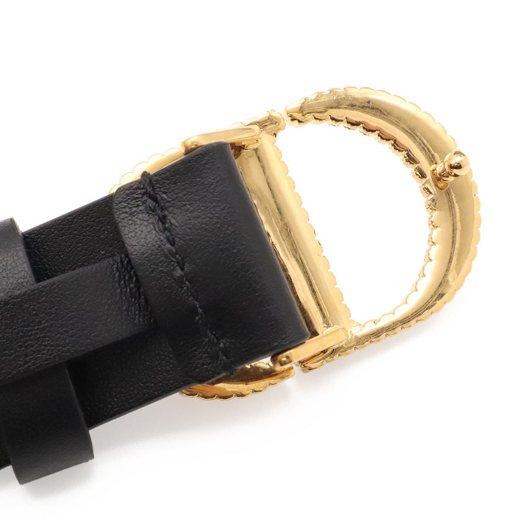 Dior 30 Montaigne Logo Rhinestone Belt Leather Black Gold 70 — view 4
