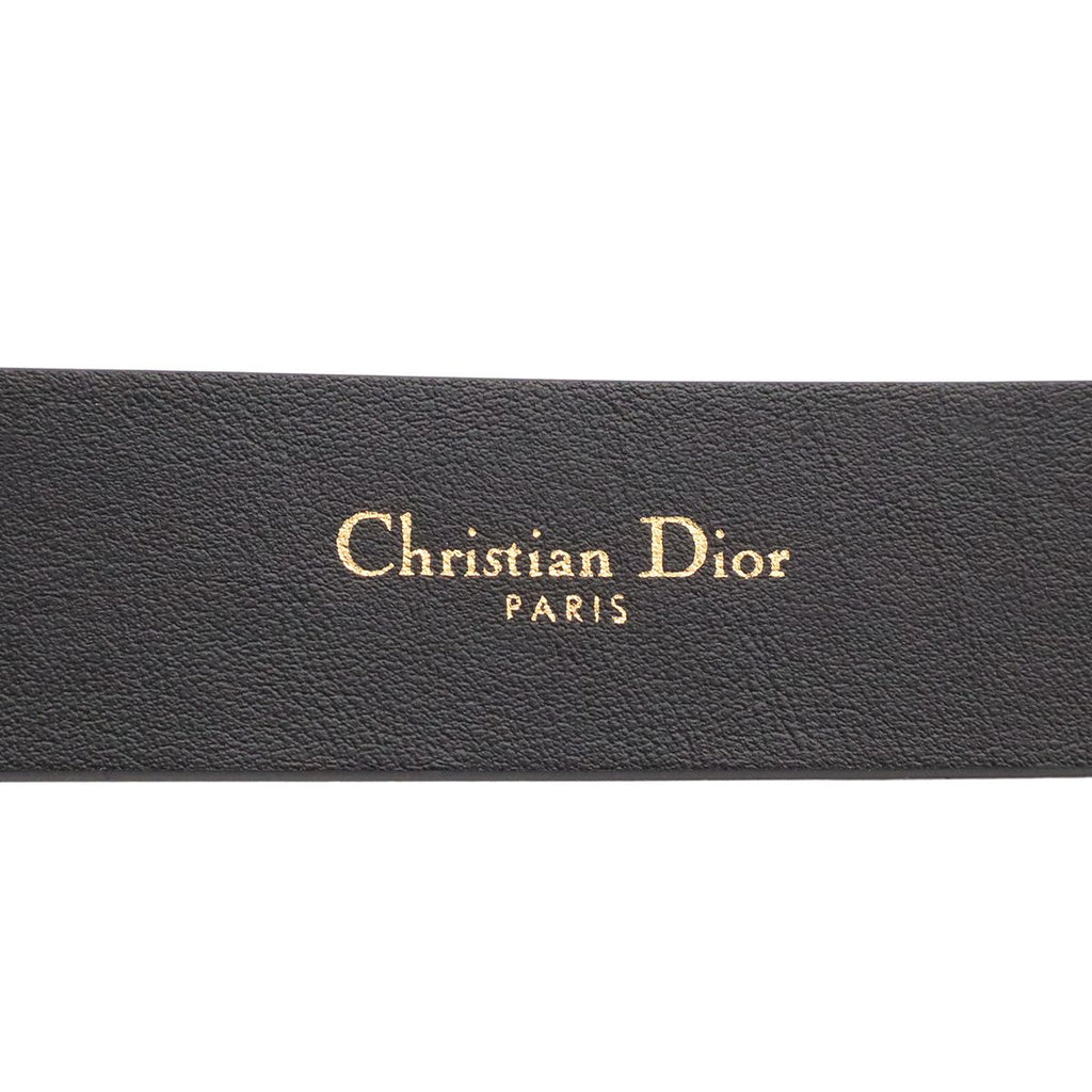Dior 30 Montaigne Logo Rhinestone Belt Leather Black Gold 70 — view 8