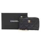 Chanel Quilted CC Logo Coin Purse Key Ring L-shaped Zipper Caviar Leather Black — view 7