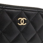 Chanel Quilted CC Logo Coin Purse Key Ring L-shaped Zipper Caviar Leather Black — view 4