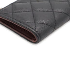 Chanel Quilted CC Logo Coin Purse Key Ring L-shaped Zipper Caviar Leather Black — view 3