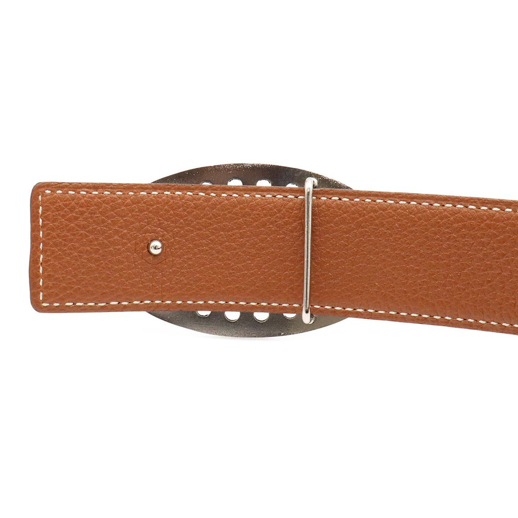 Hermes Evelyne Reversible Belt Logo Perforated Leather Black Silver 90 — view 4