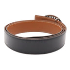 Hermes Evelyne Reversible Belt Logo Perforated Leather Black Silver 90 — view 2