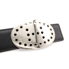Hermes Evelyne Reversible Belt Logo Perforated Leather Black Silver 90 — view 3