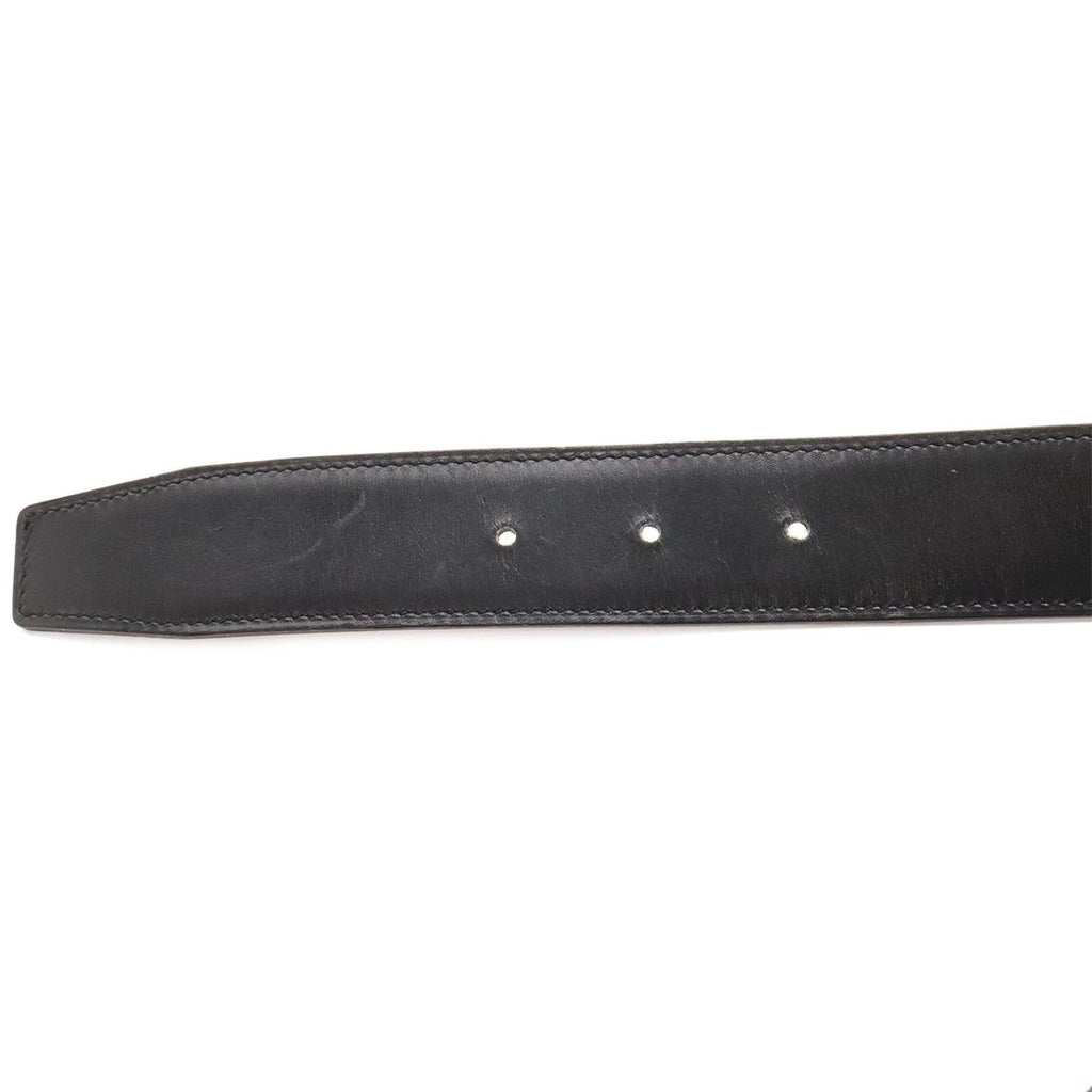 Hermes Evelyne Reversible Belt Logo Perforated Leather Black Silver 90 — view 6
