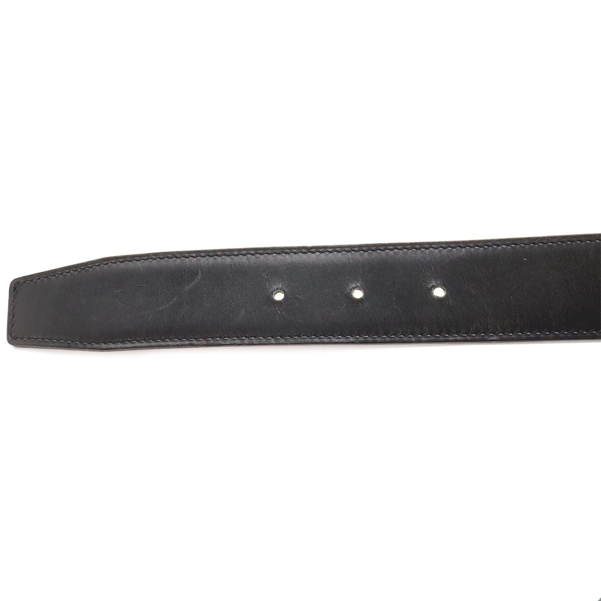 Hermes Evelyne Reversible Belt Logo Perforated Leather Black Silver 90 — view 6