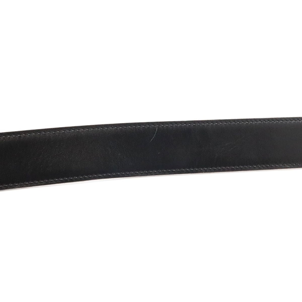 Hermes Evelyne Reversible Belt Logo Perforated Leather Black Silver 90 — view 5