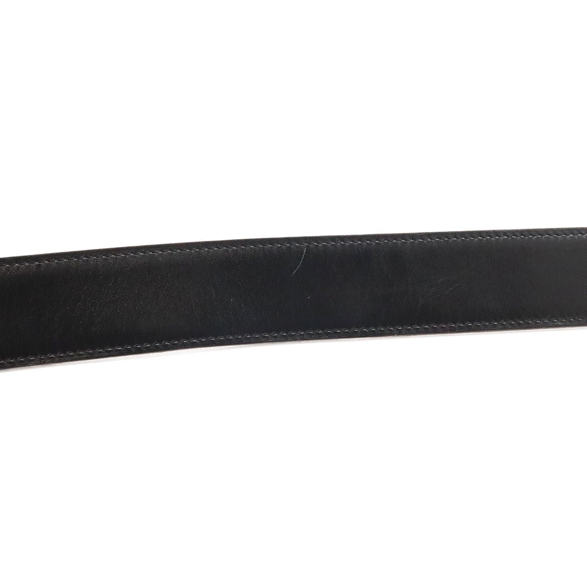 Hermes Evelyne Reversible Belt Logo Perforated Leather Black Silver 90 — view 5