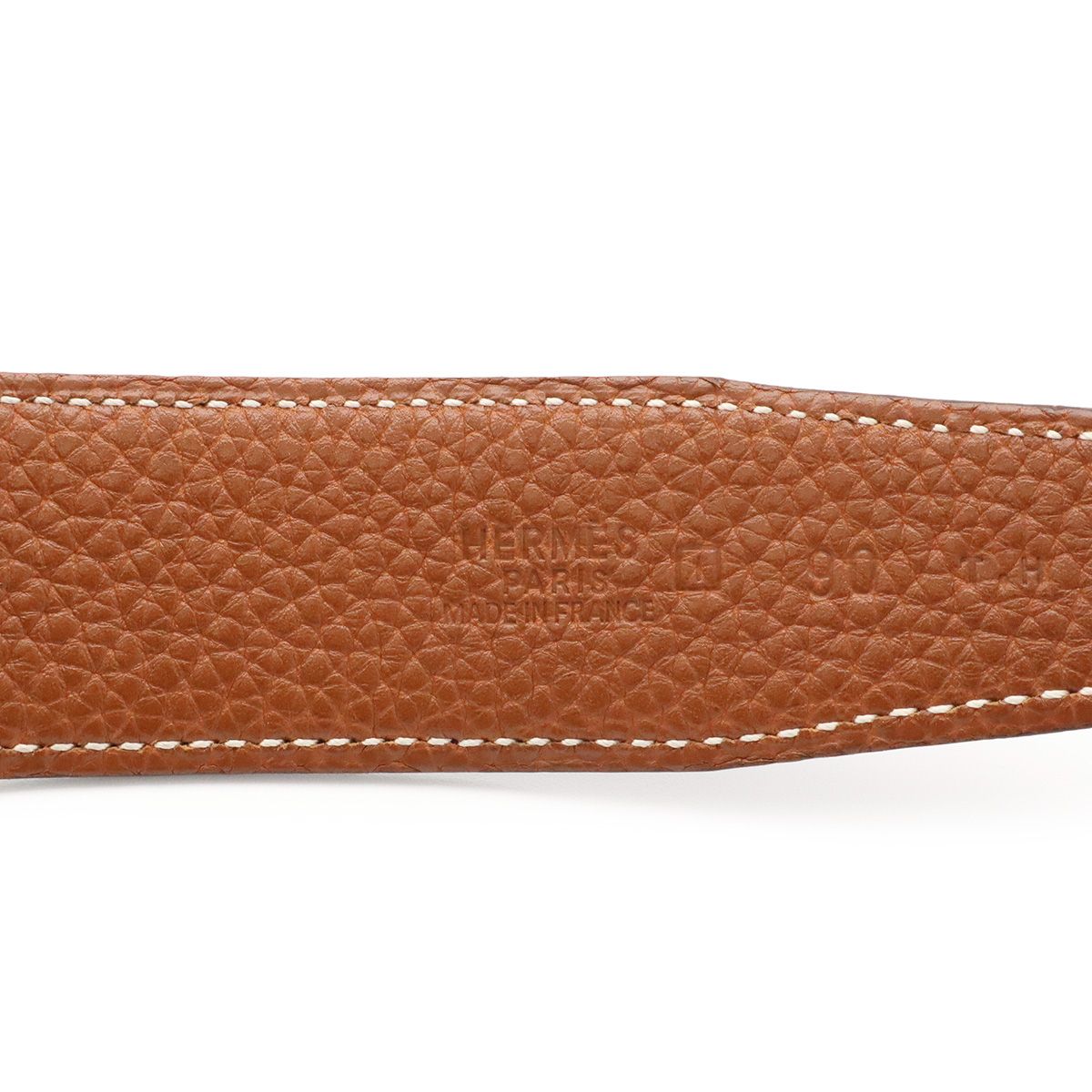 Hermes Evelyne Reversible Belt Logo Perforated Leather Black Silver 90 — view 8