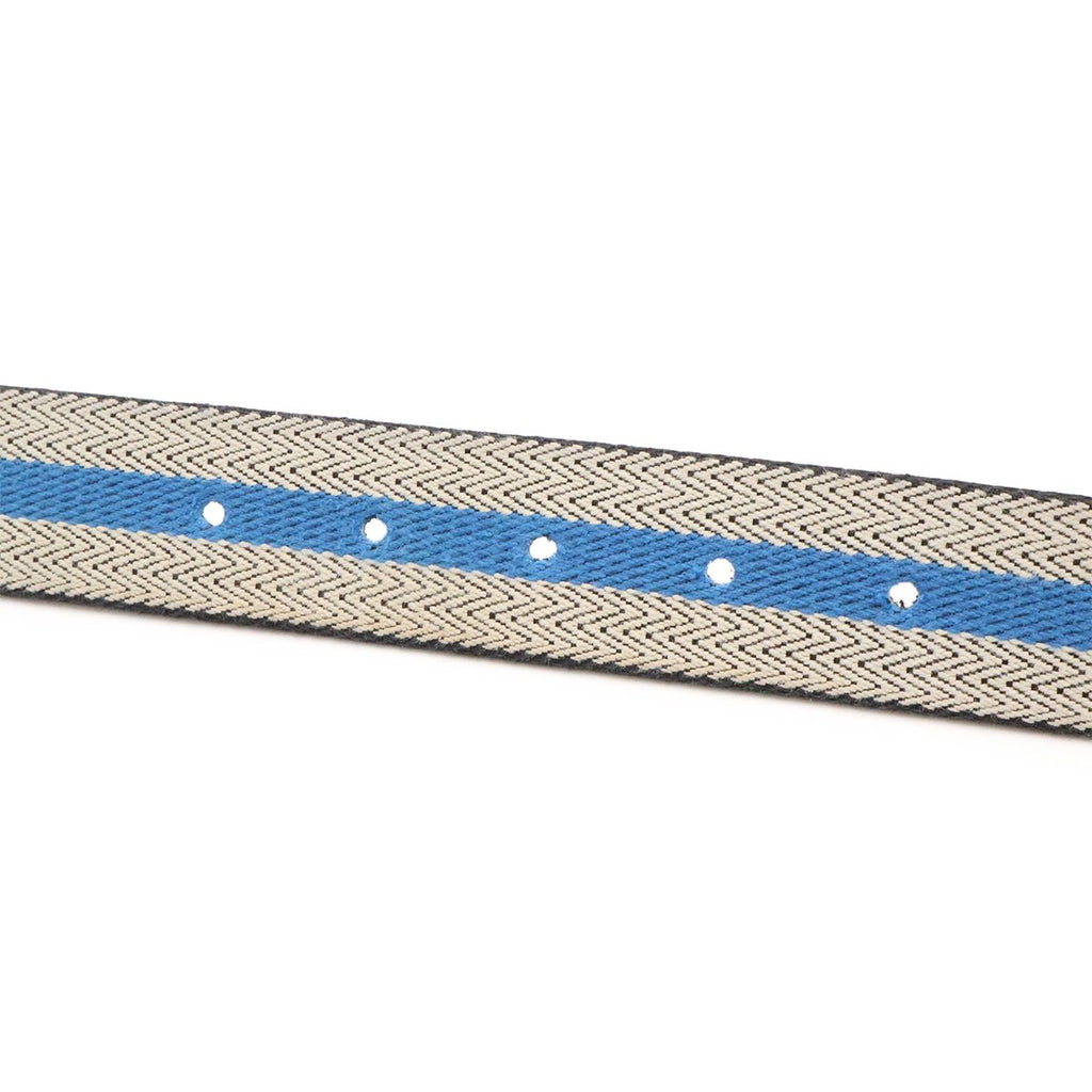 Hermes H Buckle Reversible Belt Stripe Canvas Leather Navy Light Gray Blue — view 7