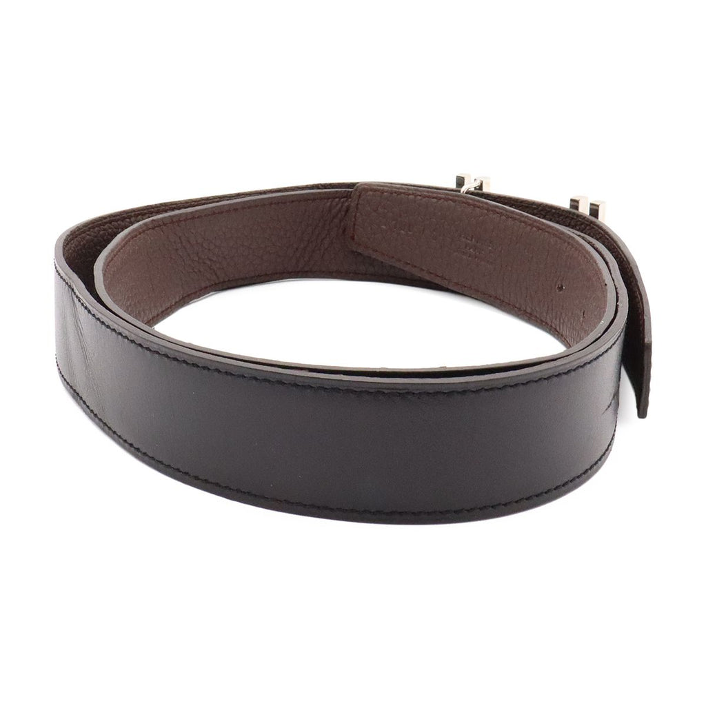 Hermes H Carre H Belt Double H Reversible Box Calf Togo Black Havana Silver — view 2