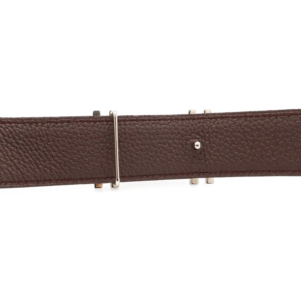 Hermes H Carre H Belt Double H Reversible Box Calf Togo Black Havana Silver — view 4