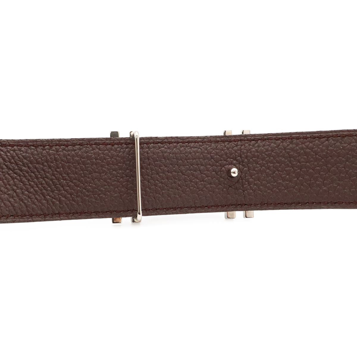 Hermes H Carre H Belt Double H Reversible Box Calf Togo Black Havana Silver — view 4