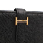 Hermes Bearn Soufflet Wallet Bifold Veau Epsom Black Gold — view 4