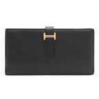 Hermes Bearn Soufflet Wallet Bifold Veau Epsom Black Gold