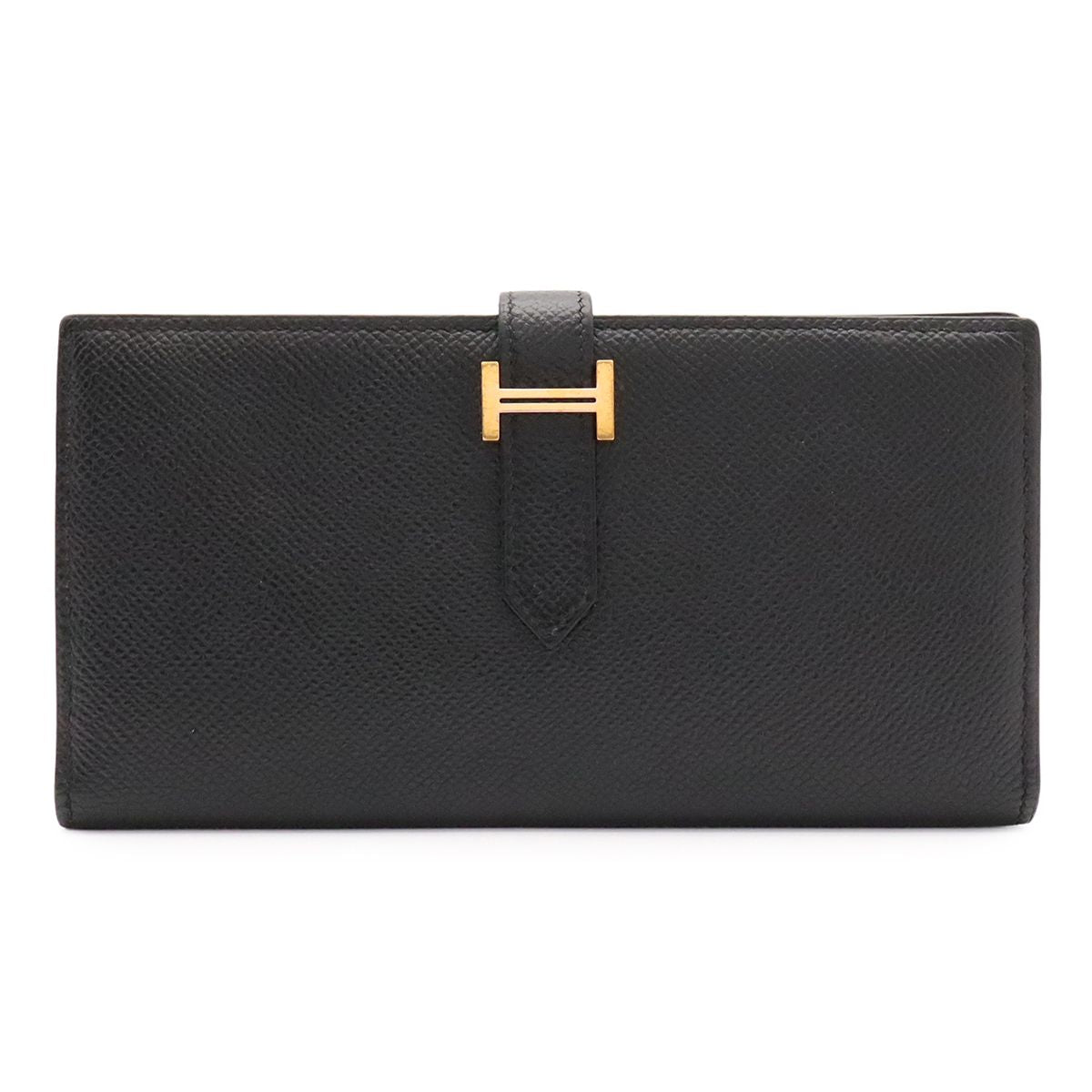 Hermes Bearn Soufflet Wallet Bifold Veau Epsom Black Gold