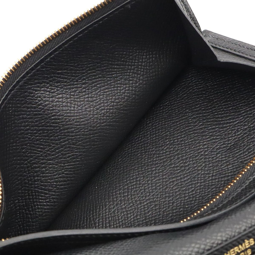 Hermes Bearn Soufflet Wallet Bifold Veau Epsom Black Gold — view 8